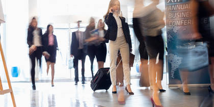 Women walking through airport